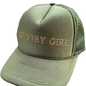 Mother Trucker & Company Country Girl Green Gold Glitter Trucker Hat One Size
